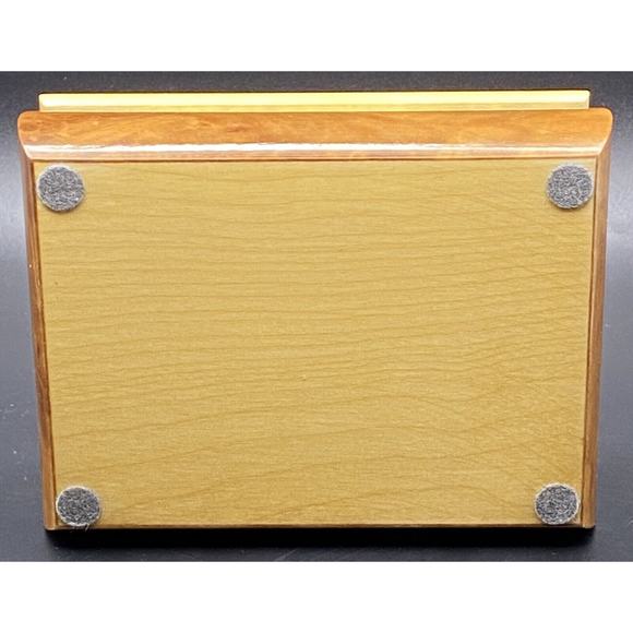 Burl Wood Laquered Trinket Box Floral Pink Yellow Flowers Velvet Hinged Lid - Picture 5 of 16